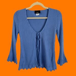 90's vintage blue minimalist boho y2k open front cardigan SMALL rue 21